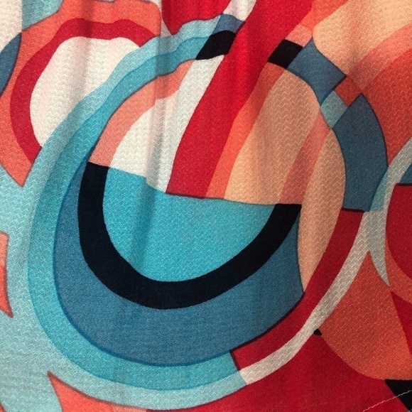 Kaari Blue Concentric Coral and Blue Romper - Picture 2 of 5